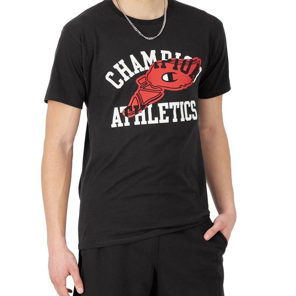 NEW Champion Men’s Graphic T-Shirt Crewneck Short Sleeve Black Cotton Size XL